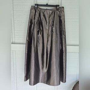 Vintage 90s Sands Studio Taffeta Maxi Skirt 14 Petite Shiney Gray